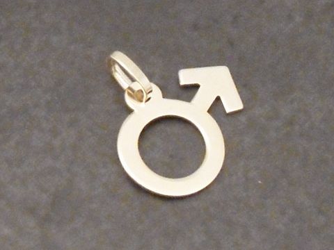 Männerzeichen Gold Anhänger schlicht poliert vom Hersteller Juwelier Harnisch, ideal als modisches Accessoire für den Alltag oder besondere Anlässe.