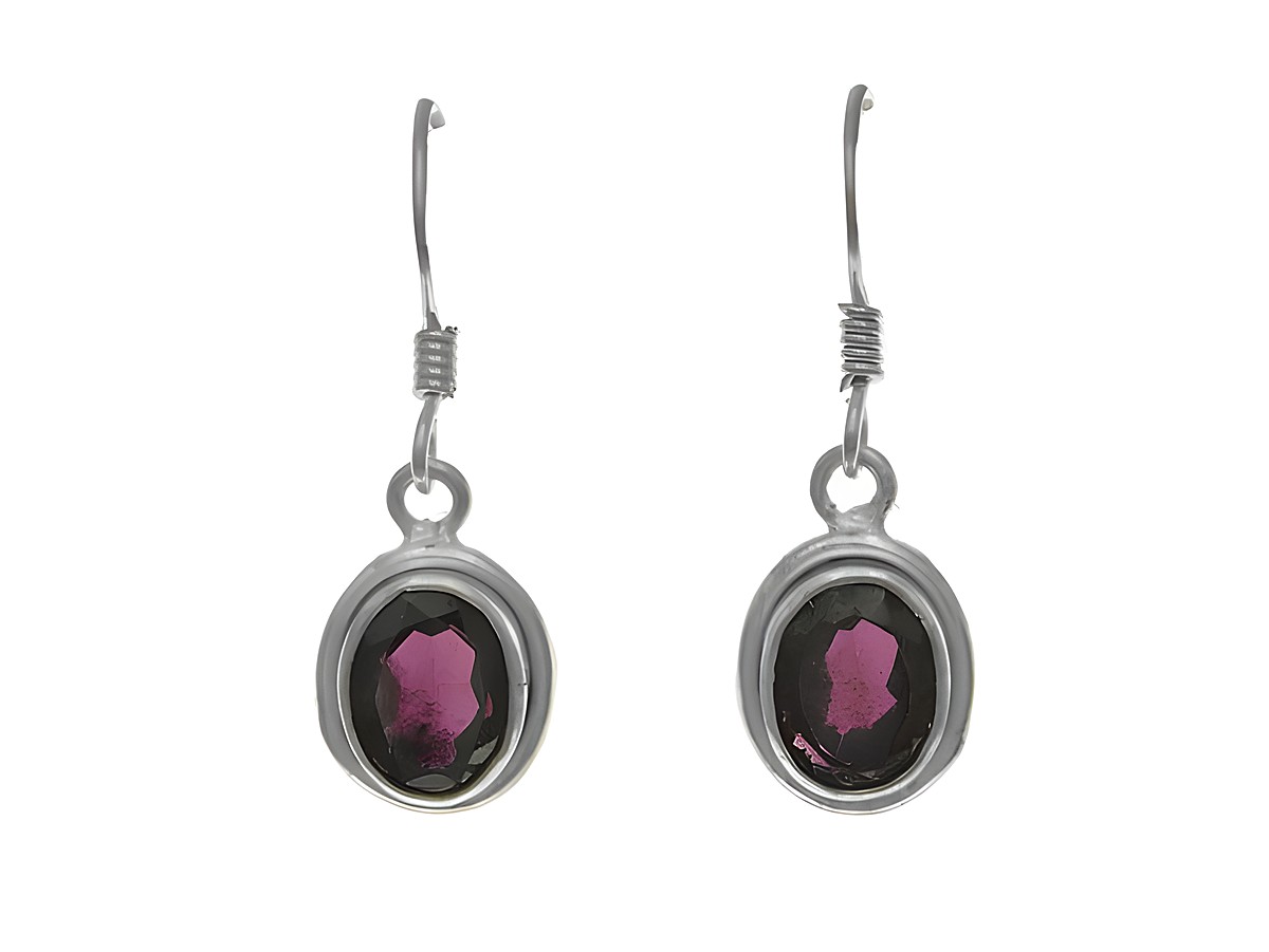Ohrhänger Oval aus Sterling Silber mit polierten Granatsteinen, elegant gestaltet, Hersteller Juwelier Harnisch, ideale Ergänzung für jeden Schmuckliebhaber.