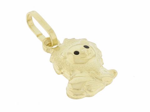 Löwe Anhänger aus Gold 333 teilmattiert süß, Hersteller Juwelier Harnisch, mit detailreicher Darstellung und schwarzen Steinen als Augen, ideal zur Schmuckverzierung.