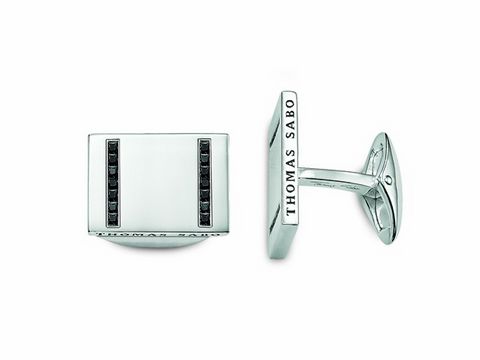 Elegante Thomas Sabo Manschettenknöpfe in Silber mit kaltem Email und Zirkonia, stilvolles Design für anspruchsvolle Männer, ideal für formelle Anlässe.
