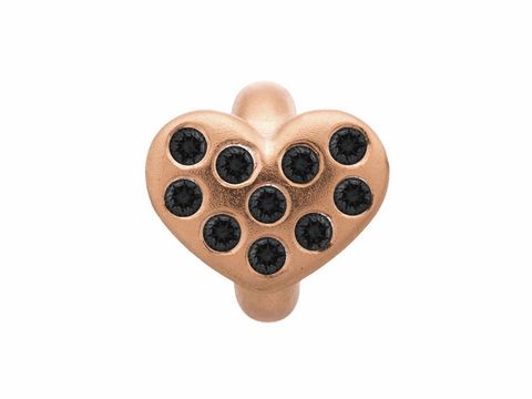 Roségold Charm in Herzform mit schwarzen Edelsteinen, dekorativ, Teil der Endless Kollektion 61501-1 - Black Hearts - Herzen of Love, ideal für Schmuckliebhaber.