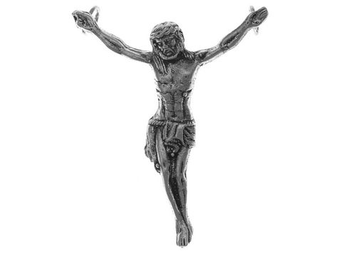 925 Sterling Silber Anhänger mit einer Christusfigur von Jesus, detailliert gestaltet und in einem schlichten Stil gehalten, ideal für religiöse Symbole und Schmuckliebhaber.