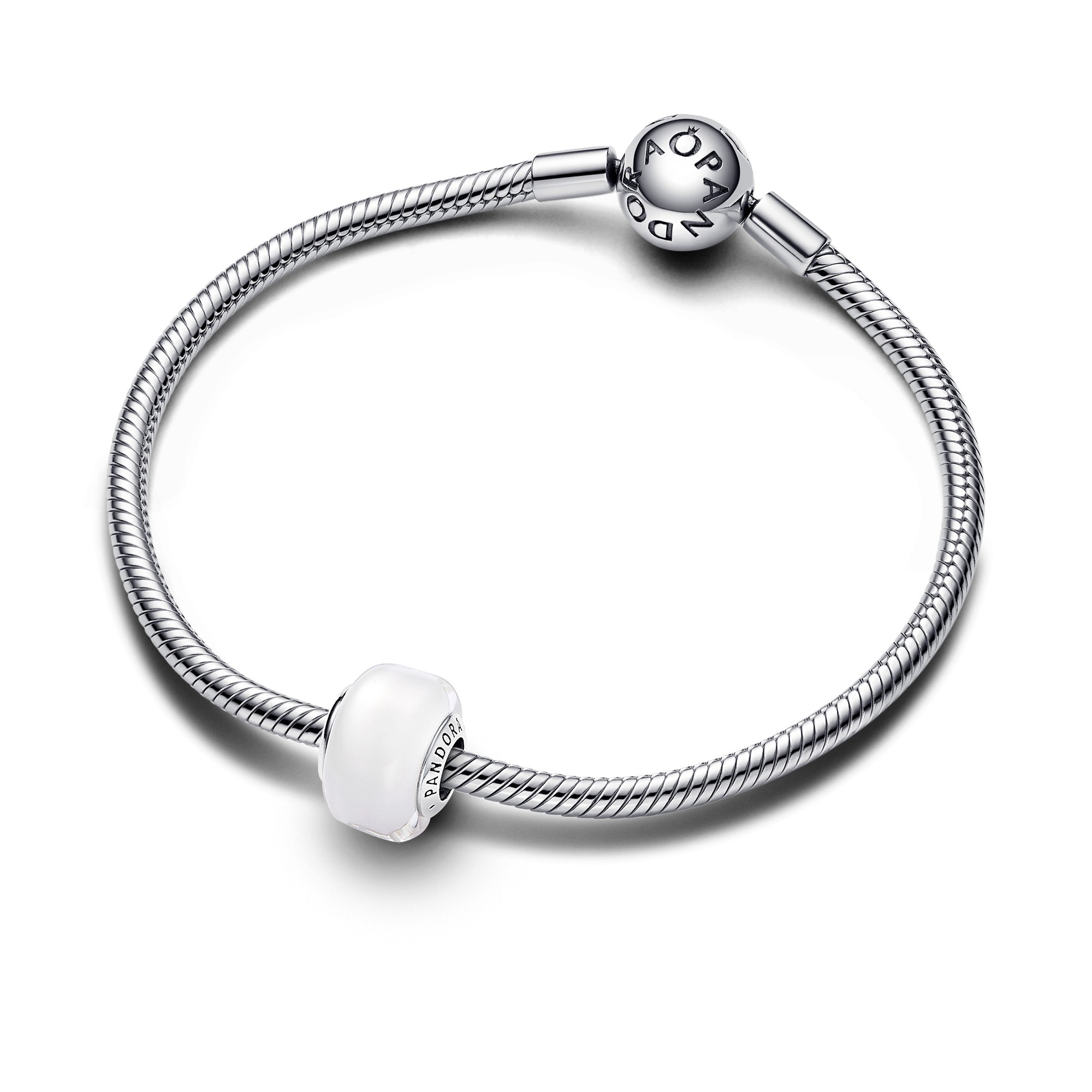 Pandora Weißes Murano-Glas Mini-Charm - Sterling Silber - Weiß Ansicht 3 – Ansicht 3