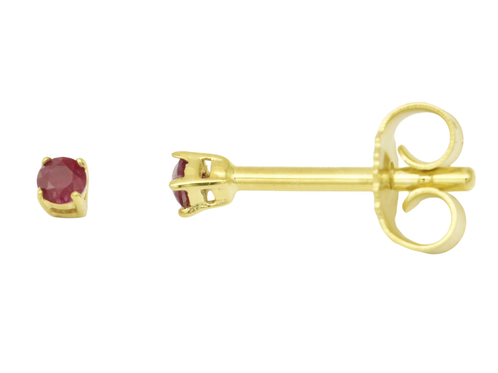 Rubin Ohrringe Gelbgold 585 - Ohrstecker - dezent & klassisch 2 mm