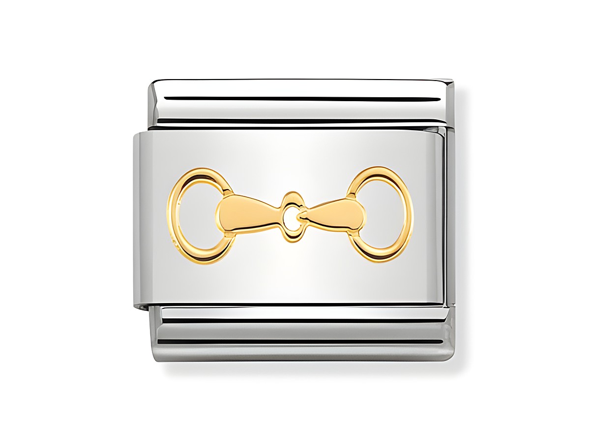 Classic Gebiss der Trense aus Gold und Silber von Nomination, mit einem stilisierten Trensenband-Design. Elegantes und zeitloses Schmuckstück für jeden Anlass.