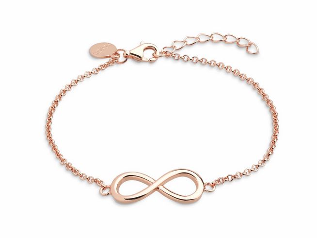 Xenox Sterling Silber Armband XS2764R in Roségold vergoldet, feine Ankerkette mit Infinity-Symbol, verstellbar von 15 bis 20 cm, elegantes Schmuckstück für jeden Anlass.