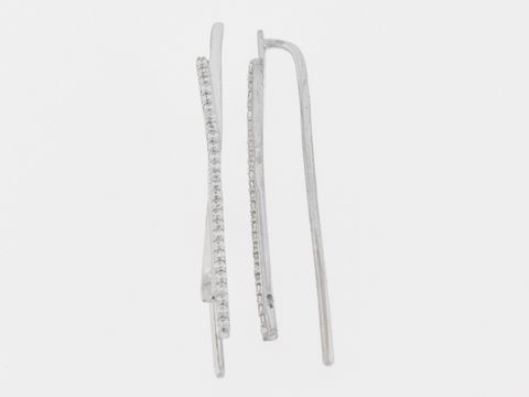 302027-0 Silber Ohrringe im Stäbchendesign, rhodiniert mit klaren Zirkonia. Modische Ohrhänger des Herstellers Juwelier Harnisch, ausgestattet mit funkelndem Stein.