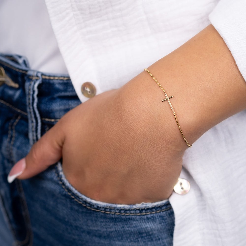 Engelsrufer LILCROSS Armband Kreuz platiert - Gelbgold vergoldet auf Silber 17 cm – Ansicht 2