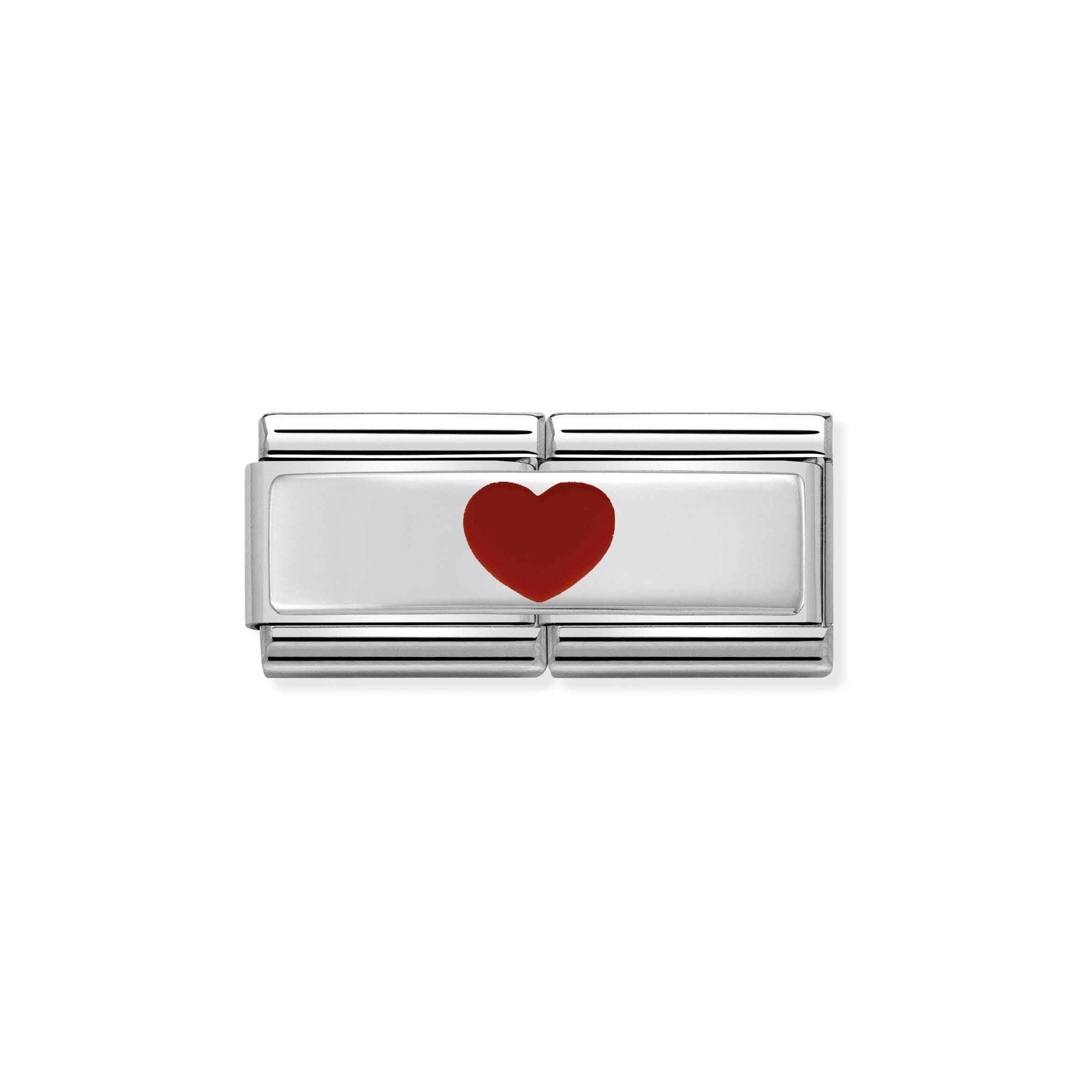 Nomination Composable Classic Double Charm Herz rot - Edelstahl, Sterling Silber, Emaille