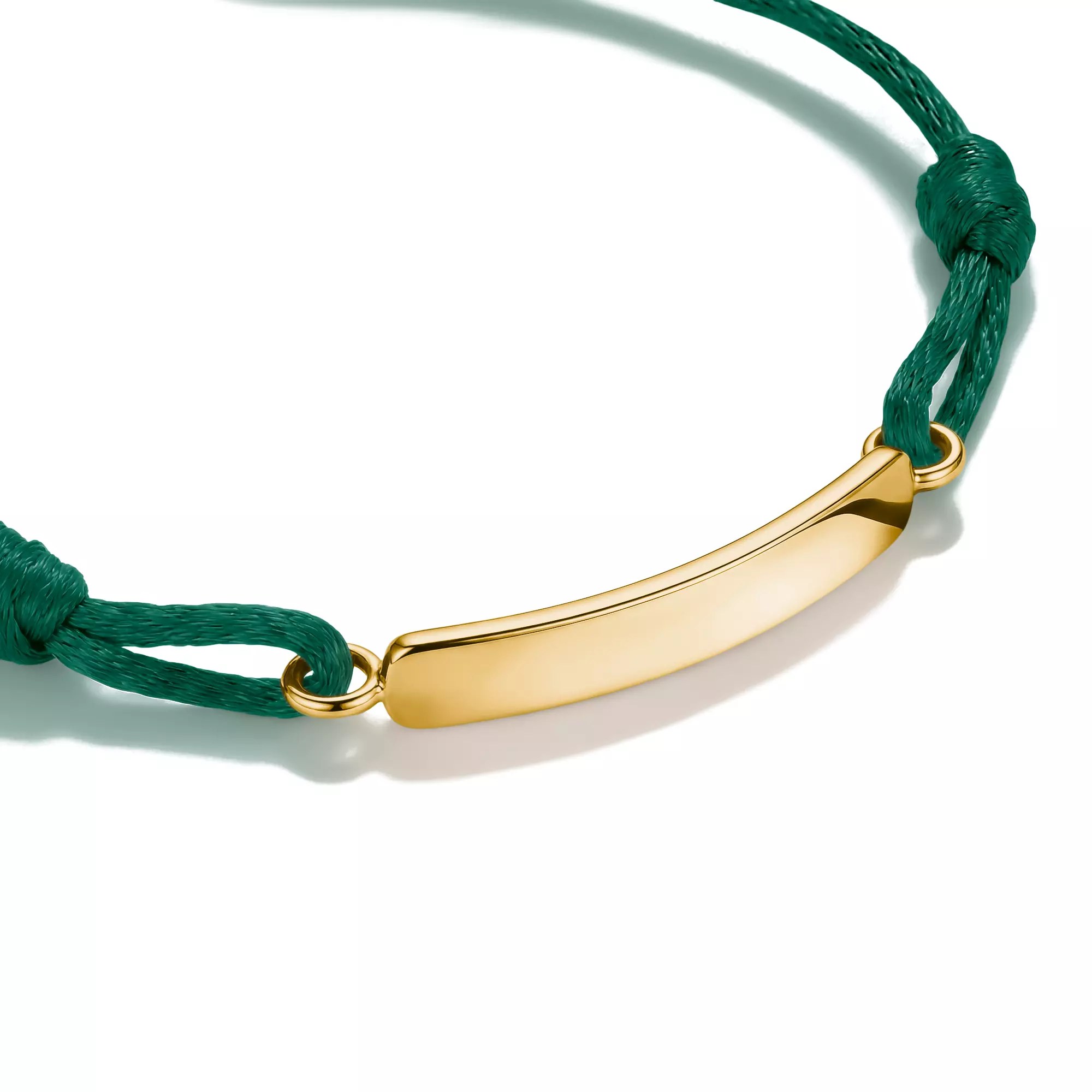Thomas Sabo Together - Gravur-Armband - 24 cm - 18K Gelbgold-Vergoldung & Textil - dunkelgrün – Ansicht 2