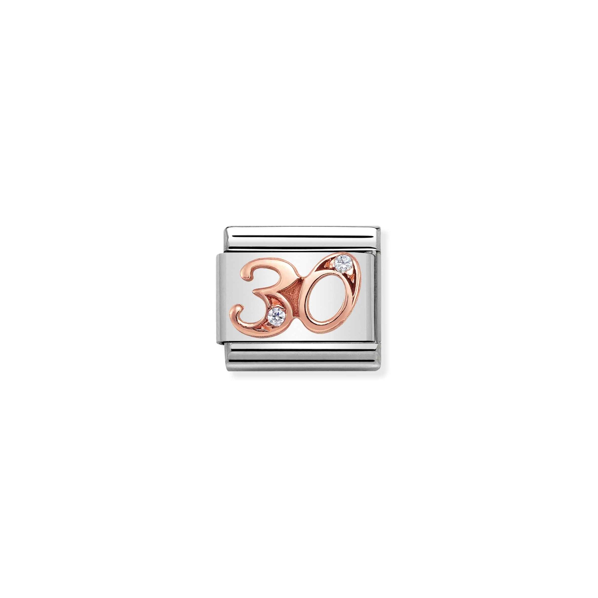 Nomination Composable Classic Charm Zahl 30 - Edelstahl, Gold 375 Roségold, Zirkonia