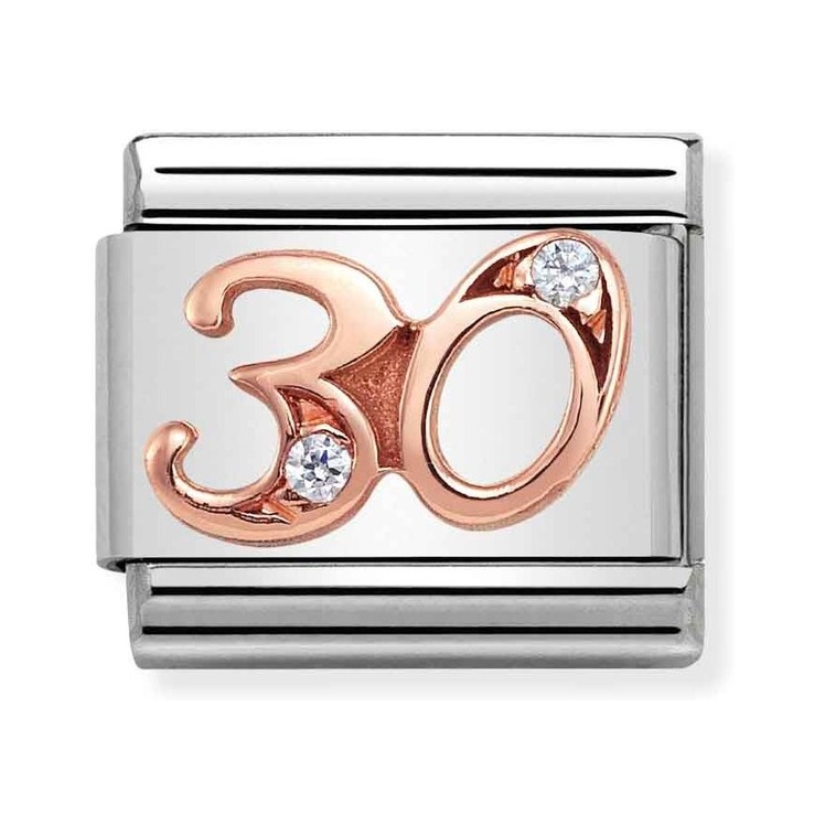 Nomination Composable Classic Charm Zahl 30 - Edelstahl, Gold 375 Roségold, Zirkonia