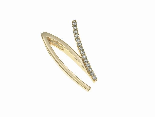 Anhänger aus sterling Silber in Form des Buchstabens N, poliert und vergoldet in Roségold, verziert mit Zirkonia, Hersteller Juwelier Harnisch.