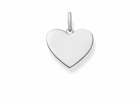 Anhänger in Herzform aus Silber, ideal für Gravuren, vom Hersteller Thomas Sabo, Modell LBPE0002-001-12, zeitloses Design für persönlichen Schmuck.
