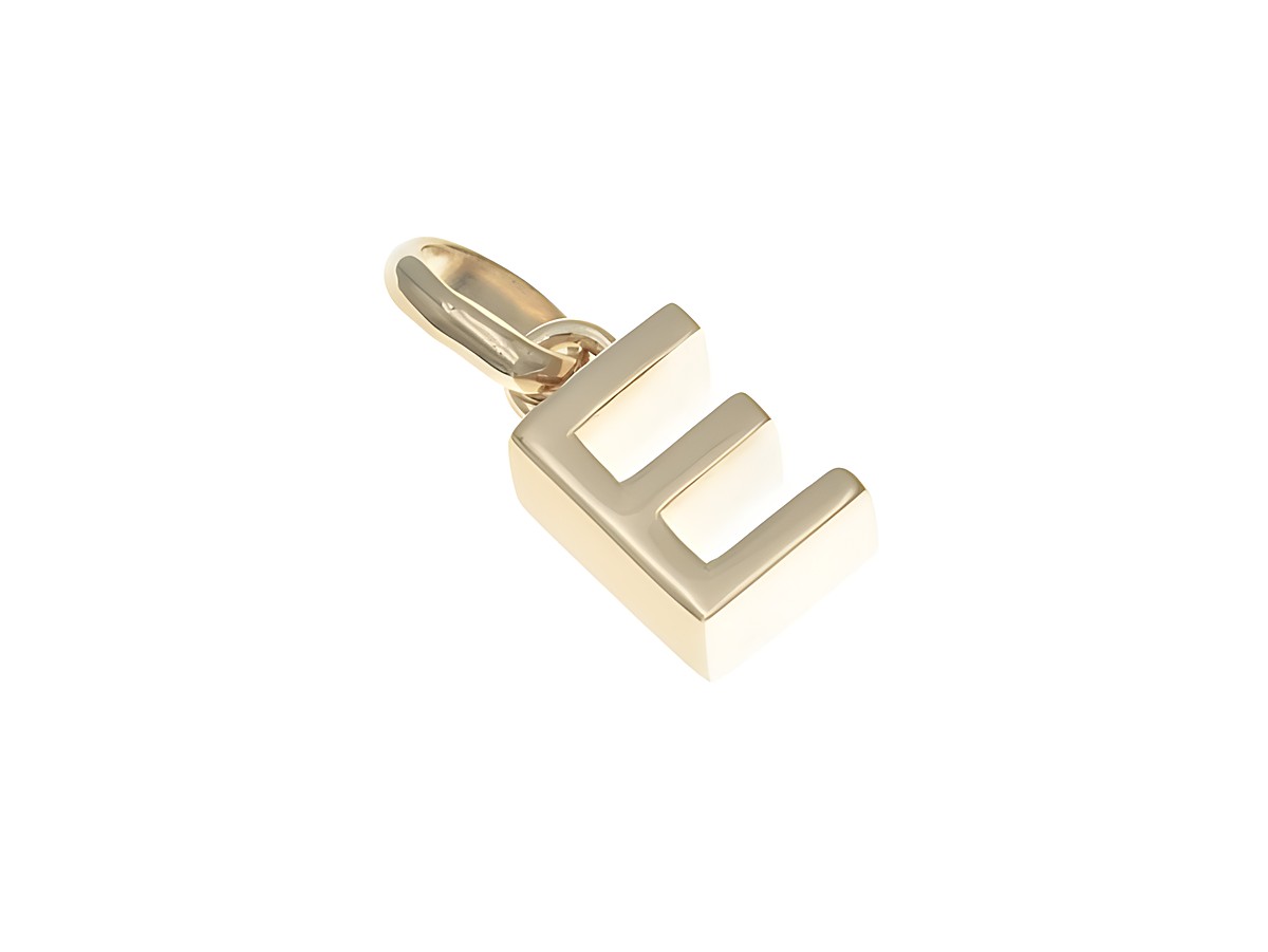 Anhänger aus Sterling Silber mit polierter Oberfläche, Buchstabe E in Roségold, hergestellt von Juwelier Harnisch, ideal als individuelles Schmuckstück.