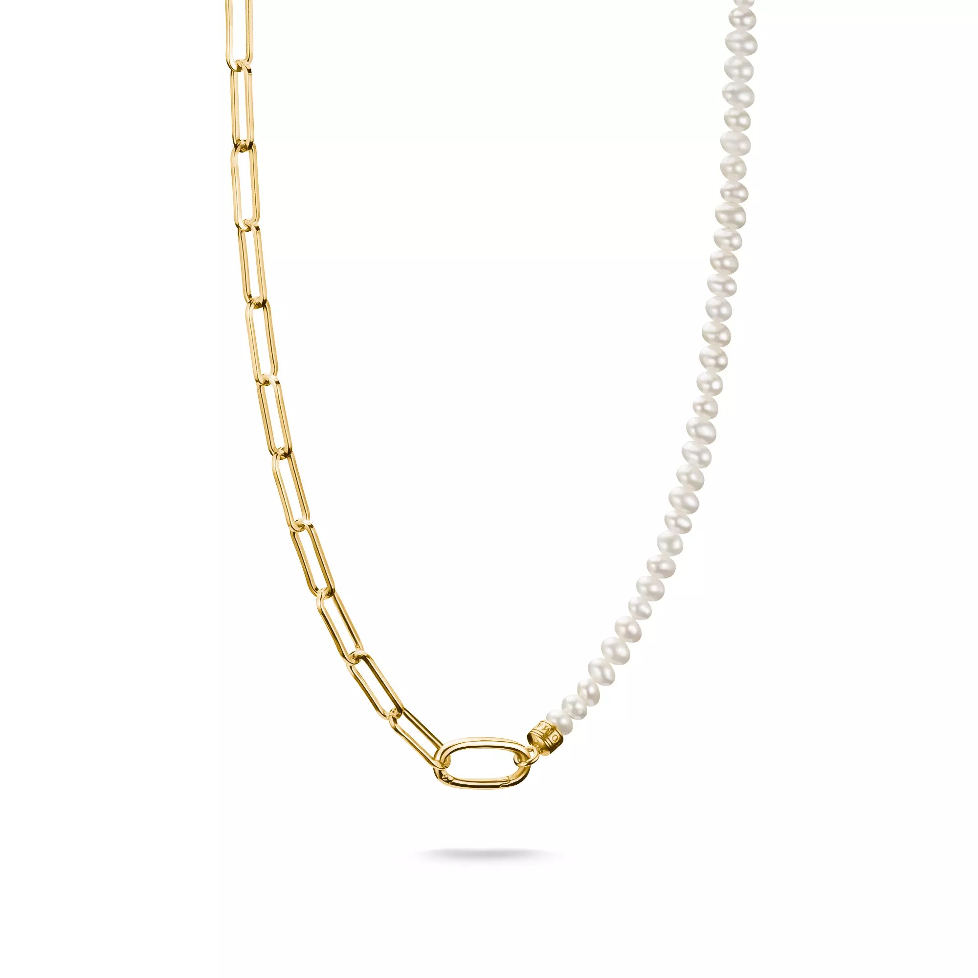 Thomas Sabo Connect - Charm Kette Perlen und Paperclip mit einem Connect Link - Silber & Gelbgold Verg. + Zuchtperle - 45 cm – Ansicht 2