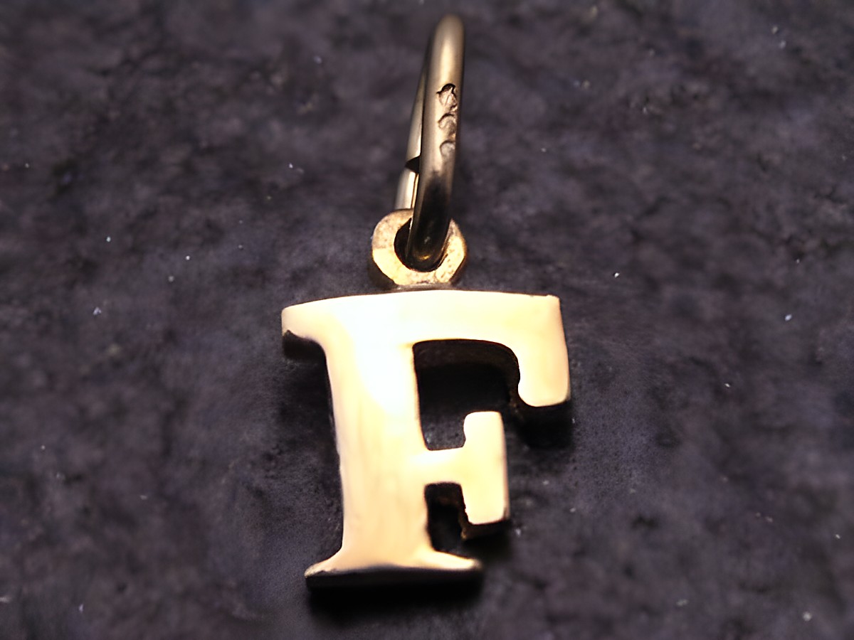 Gold 333 Buchstabenanhänger mit dem Initial F. Der Anhänger ist schlicht und elegant, gefertigt vom Juwelier Harnisch, ideal für persönliche Akzente.