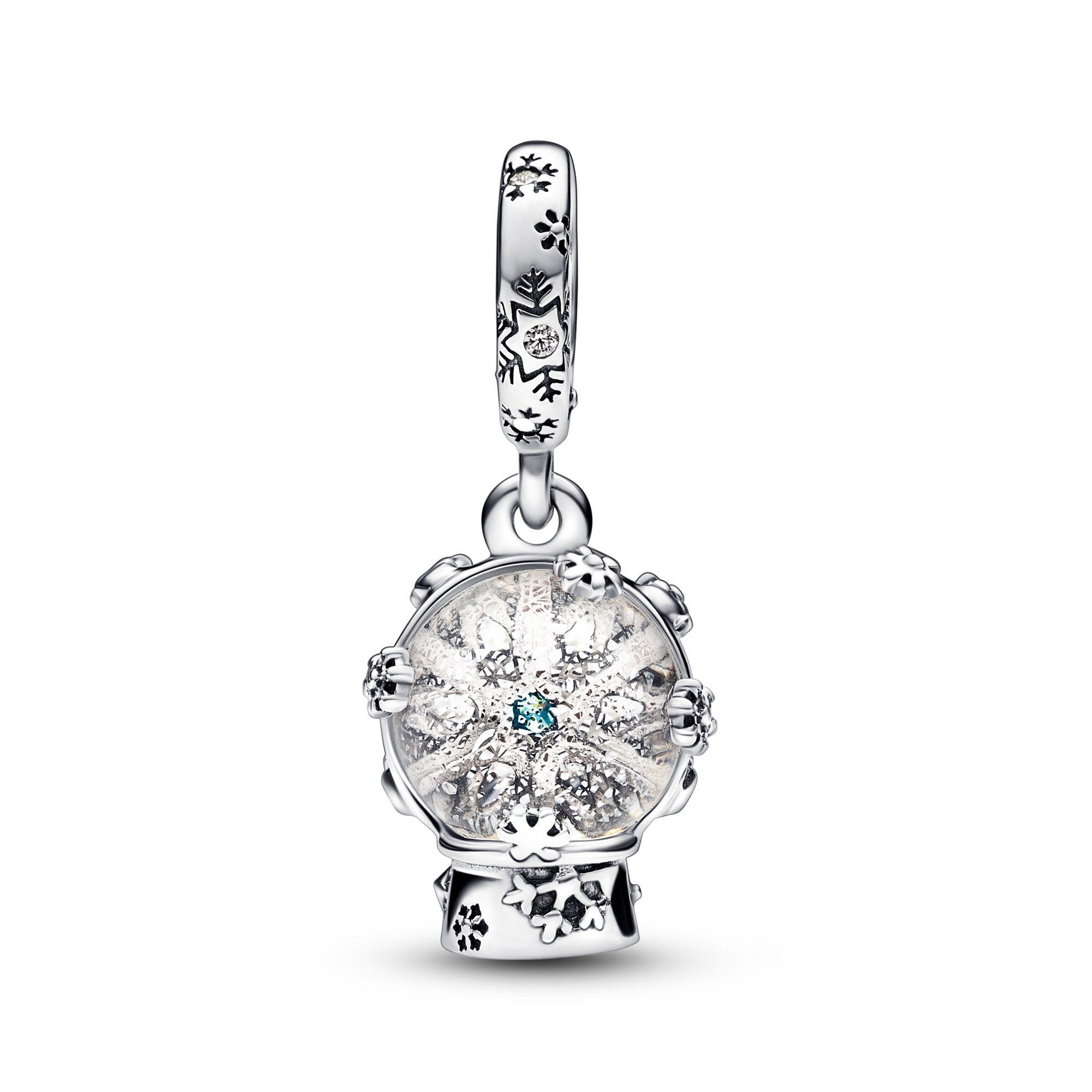 Pandora charm - Schneeflocken Schneekugel - Silber – Ansicht 2