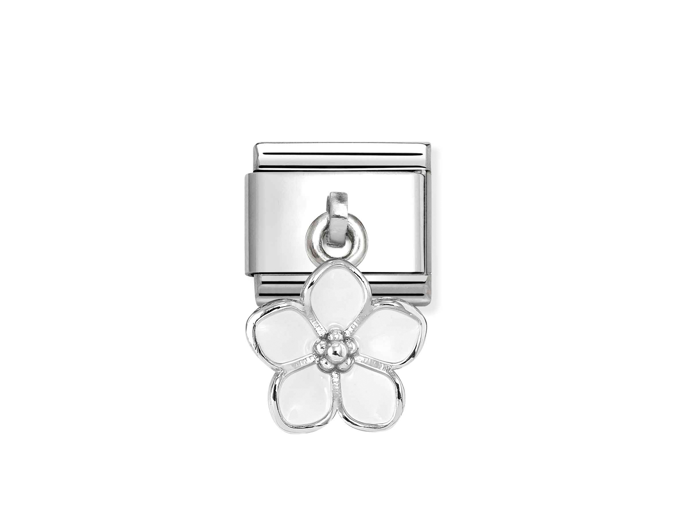 Nomination 331805 22 - CLASSIC Charm-Anhänger aus Sterling Silber - Emaille - Blume - Weiß