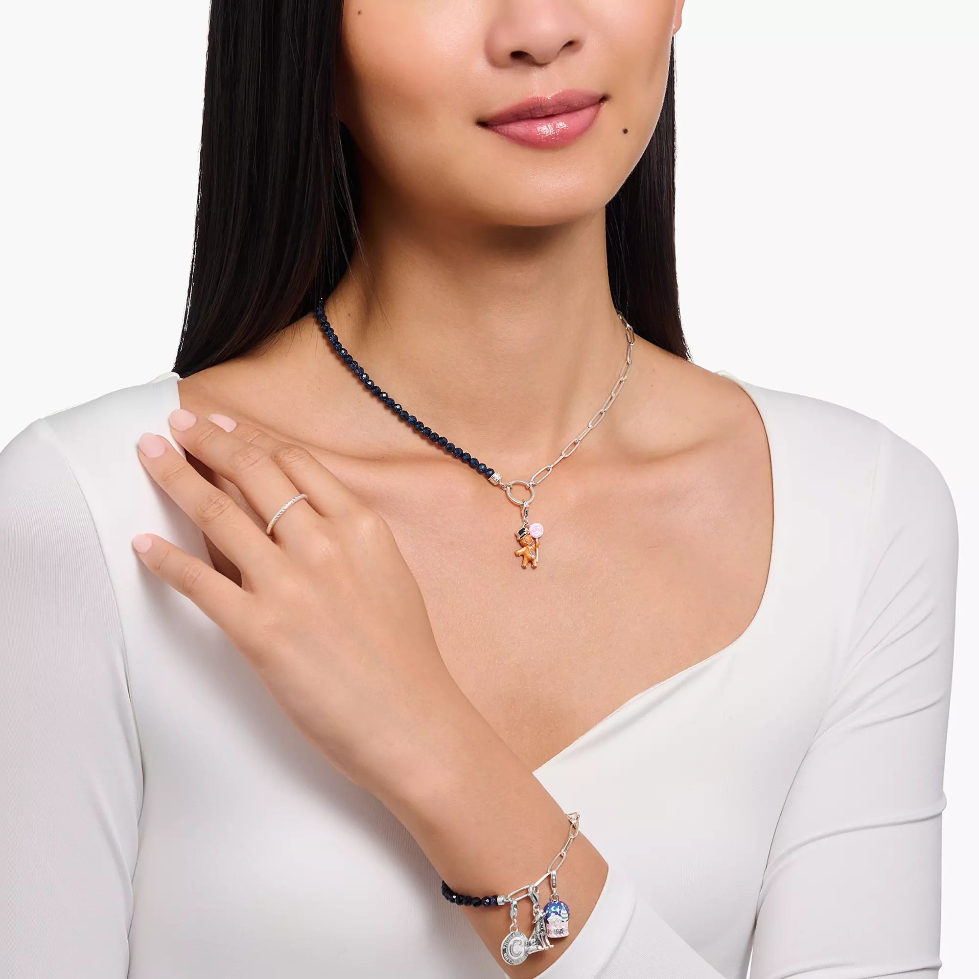 Thomas Sabo Charm-Anhänger - Lebkuchenmann - Silber gesch. & Emaille & Zirkonia - mehrfarbig – Ansicht 3
