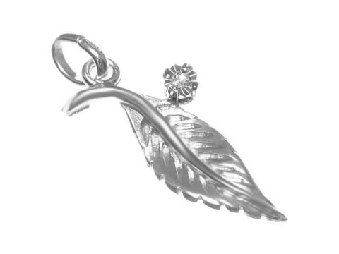 Blatt Diamant Gold 585 Anhänger aus Weißgold mit einem funkelnden Diamanten, hergestellt von Juwelier Harnisch, ideal für eleganten Schmuck.