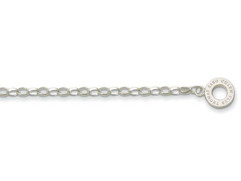 Charm Fußkette von Thomas Sabo aus poliertem Silber, 26 cm lang, mit runder Öse für Charms, geeignet für individuelle Gestaltung und modischen Akzent.