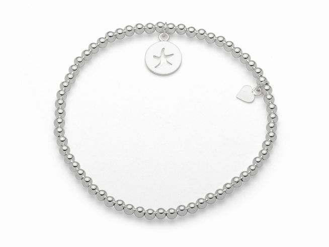 Sterling Silber Armband von DUR mit Kugeln und einem Anhänger in Form eines Seesterns, Länge 19,5 cm, elegantes Design für jeden Anlass.