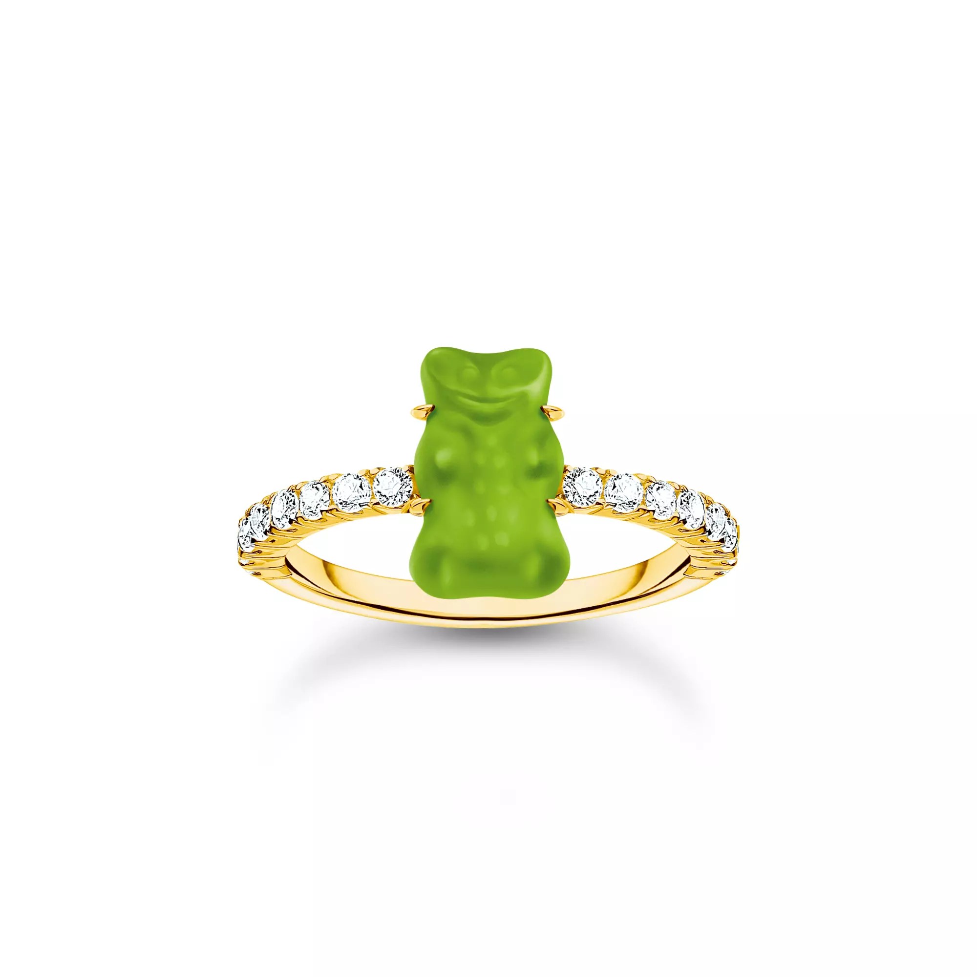 Thomas Sabo HARIBO Ring mit Goldbär - Gummibärchen - Grün - Silber Gelbgold verg. & Zirkonia - Grün