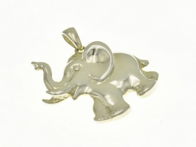 Anhänger Elefant aus sterling Silber, vergoldet in Gelbgold, poliert, tierisches Design, hergestellt von Juwelier Harnisch, ideal für Tierliebhaber.