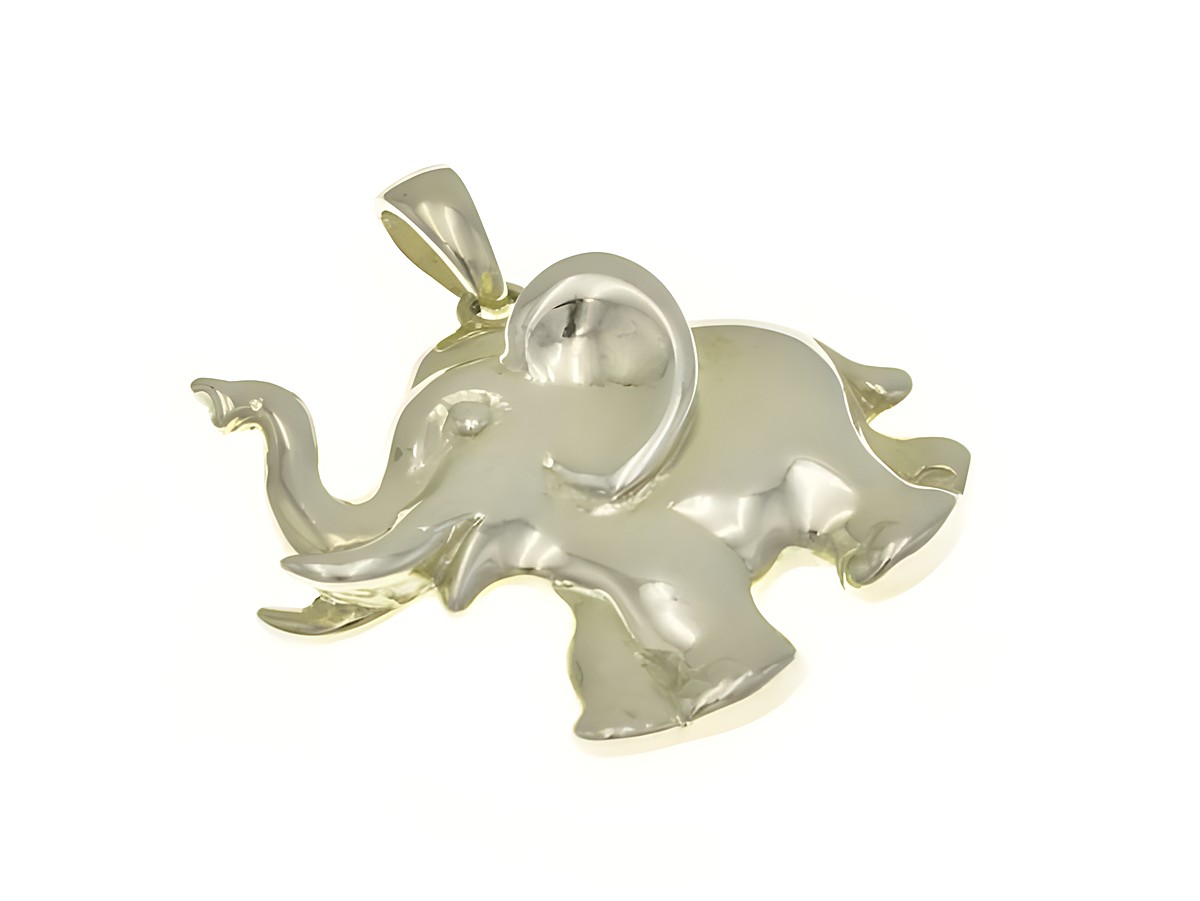Anhänger Elefant aus sterling Silber, vergoldet in Gelbgold, poliert, tierisches Design, hergestellt von Juwelier Harnisch, ideal für Tierliebhaber.