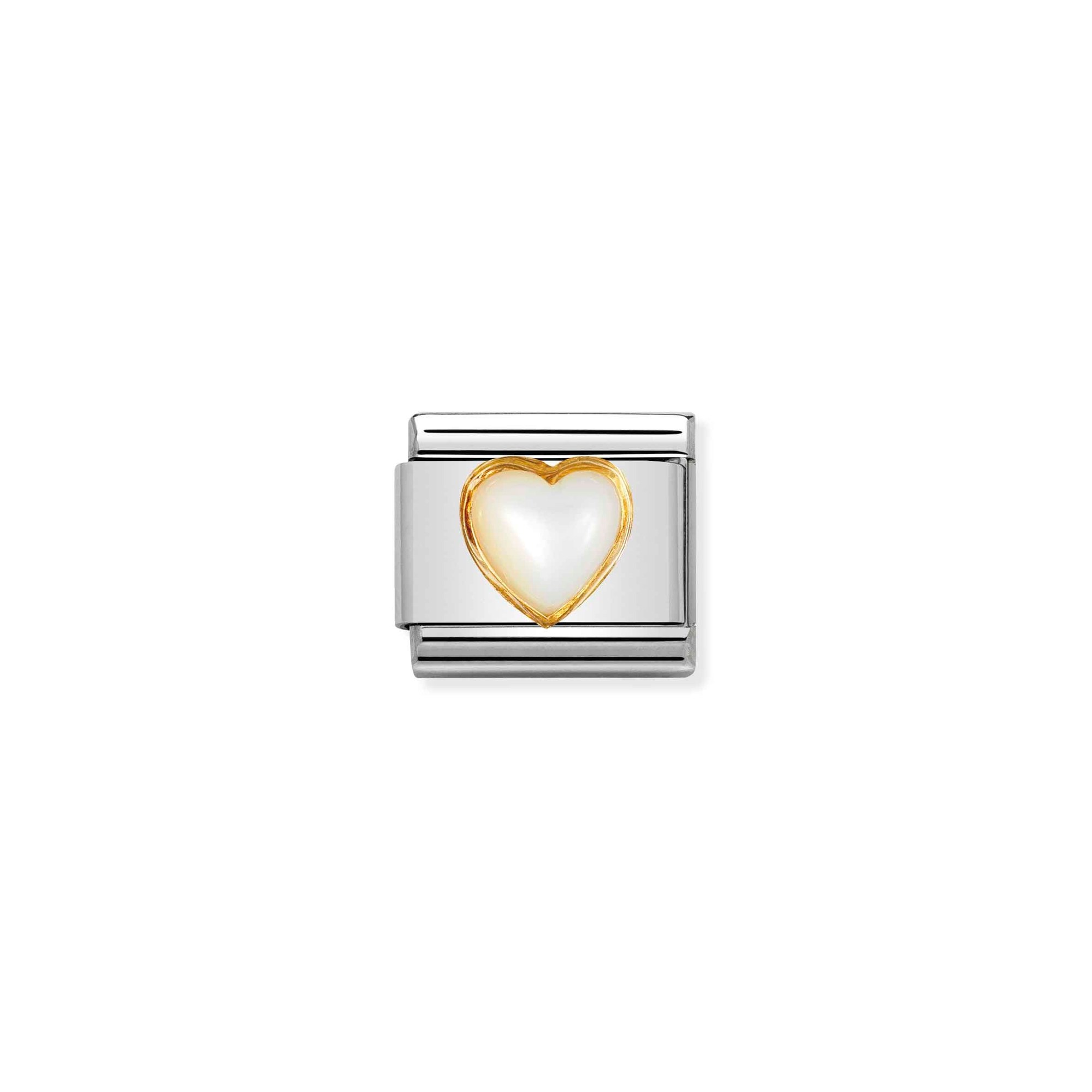Nomination Composable Classic Charm Herz Perlmutt weiß - Edelstahl, Gelbgold