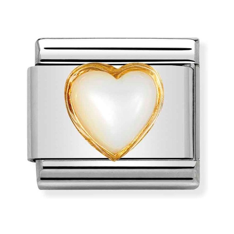 Nomination Composable Classic Charm Herz Perlmutt weiß - Edelstahl, Gelbgold