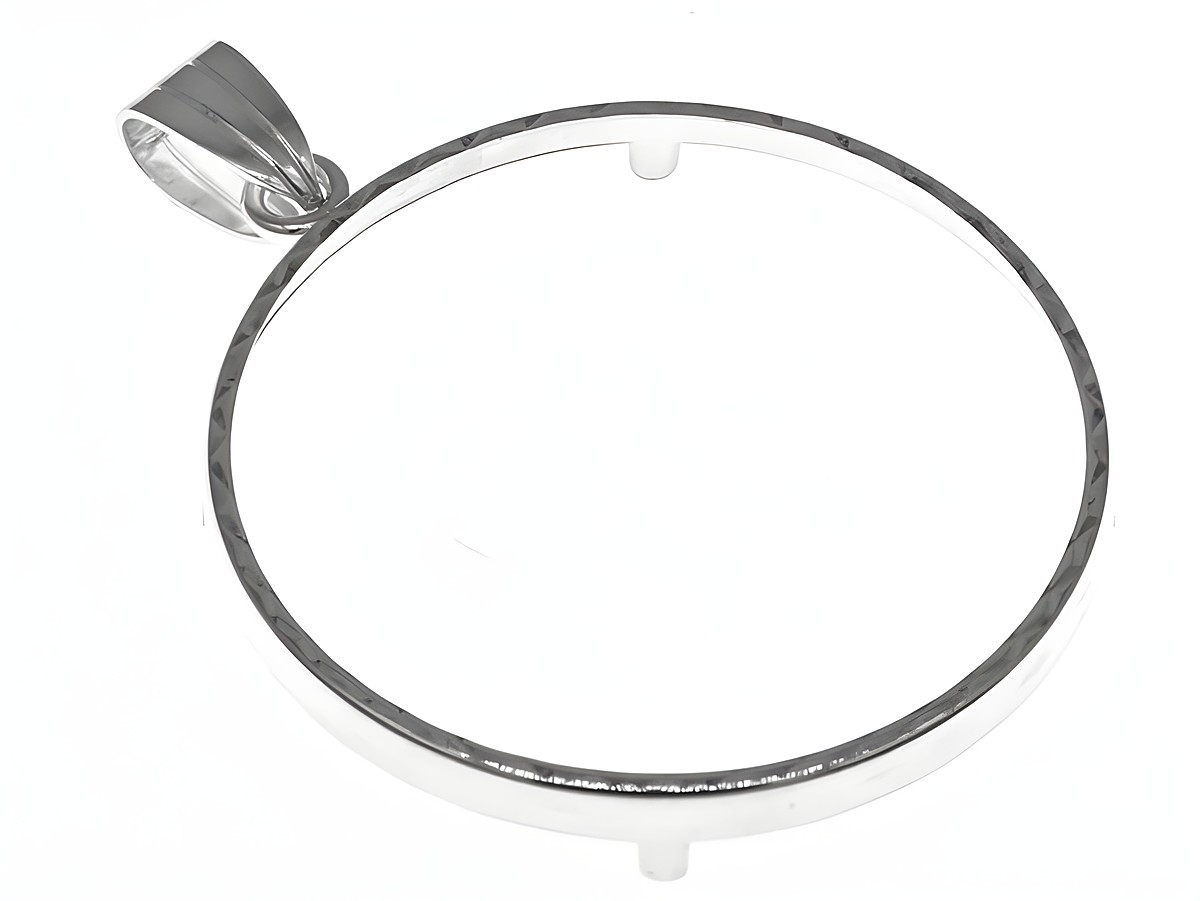 Münzfassung Anhänger diamantiert aus 925 Sterling Silber mit einem Durchmesser von 34 mm, geeignet für Münzen bis 3,5 cm, hergestellt von Juwelier Harnisch.