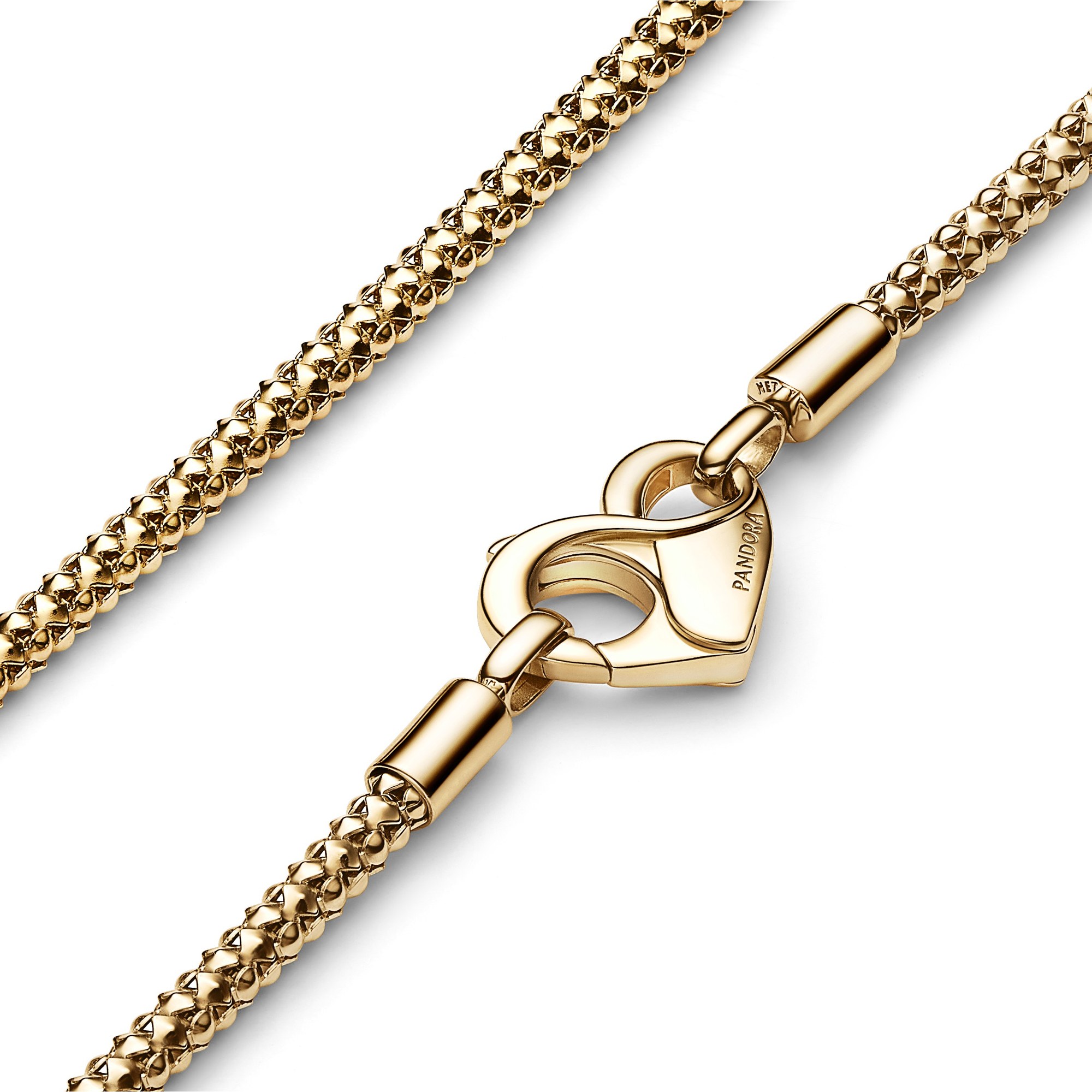 Pandora Gliederhalskette mit Nieten - Gelbgold Vergoldung - 45 cm Ansicht 2 – Ansicht 2