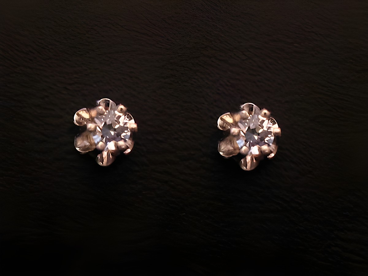 Ohrringe Blume aus Weißgold 333 mit Zirkonia, Hersteller Juwelier Harnisch, in feminine Blumendesign, funkelnde Steine, ideal für elegante Anlässe.