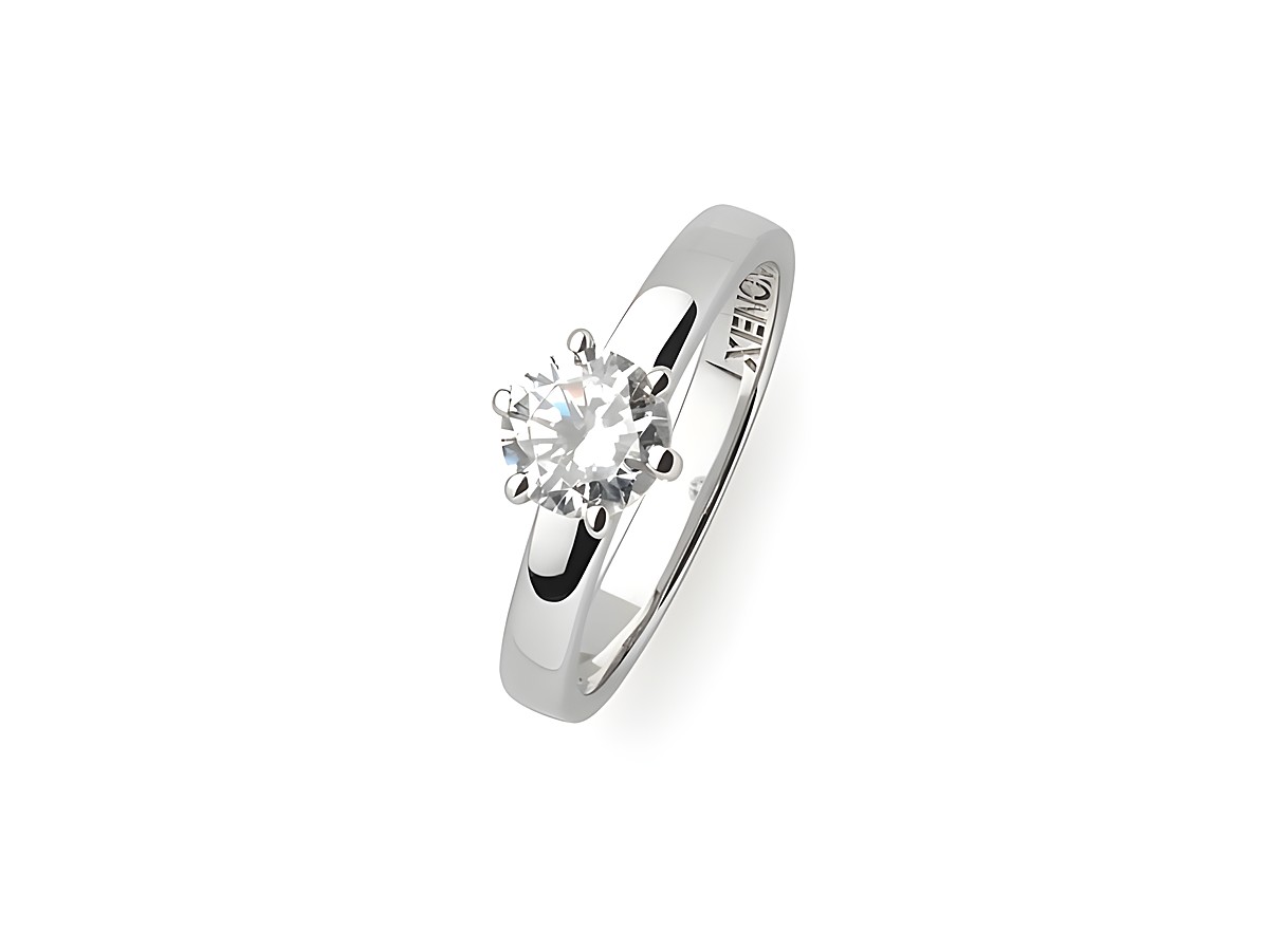 XENOX Sterling Silber Ring XS7356/54 aus Krappe Silber in Größe 54 mit einem funkelnden, runden Steineinsatz, elegant und zeitlos im Design, ideal für besondere Anlässe.