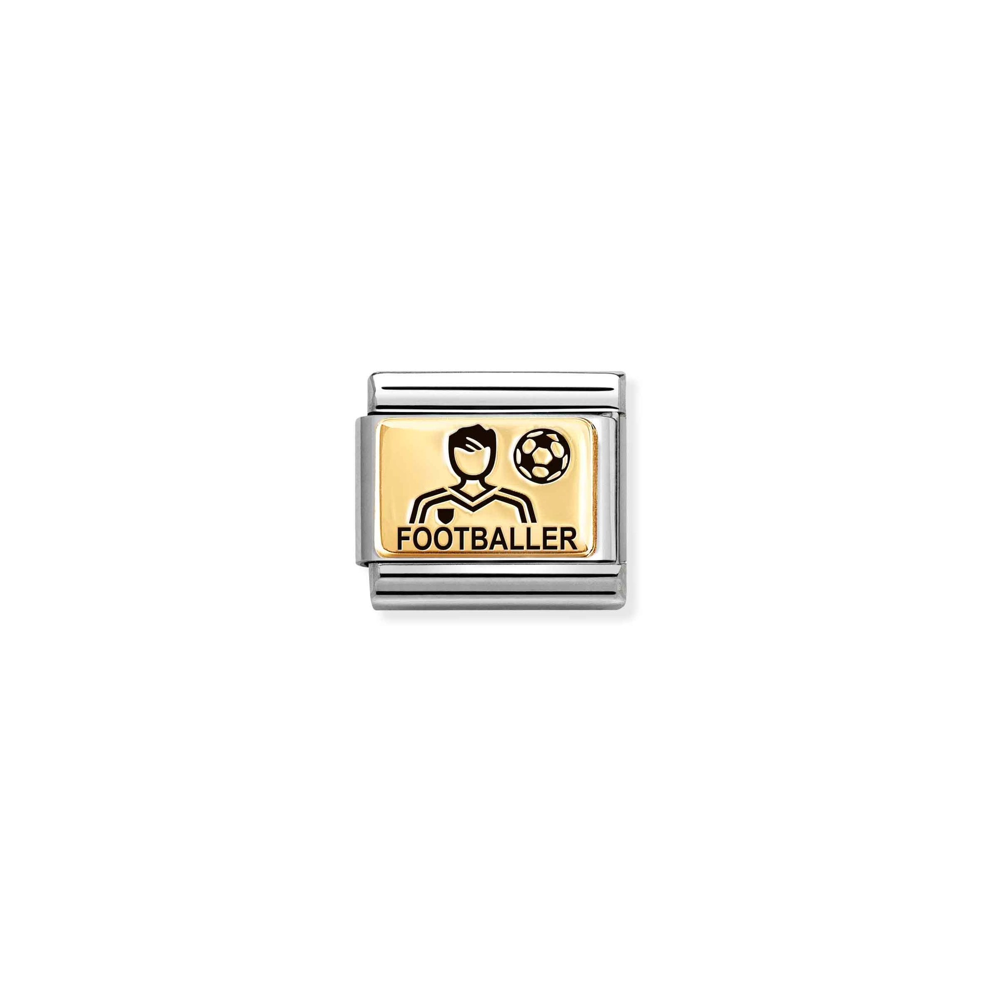 Nomination Composable Classic Charm Fußballer - Edelstahl, Gold 750 Gelbgold, Emaille
