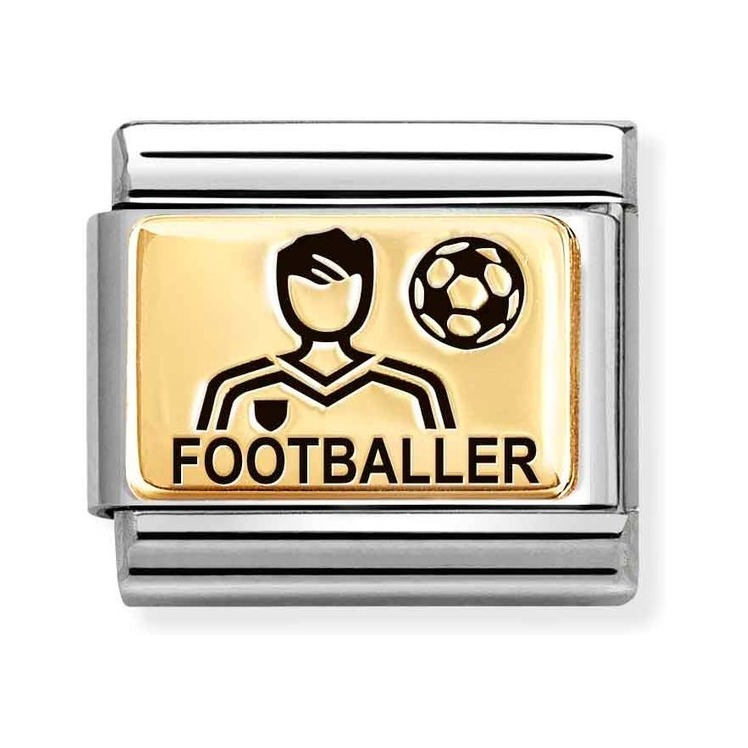 Nomination Composable Classic Charm Fußballer - Edelstahl, Gold 750 Gelbgold, Emaille