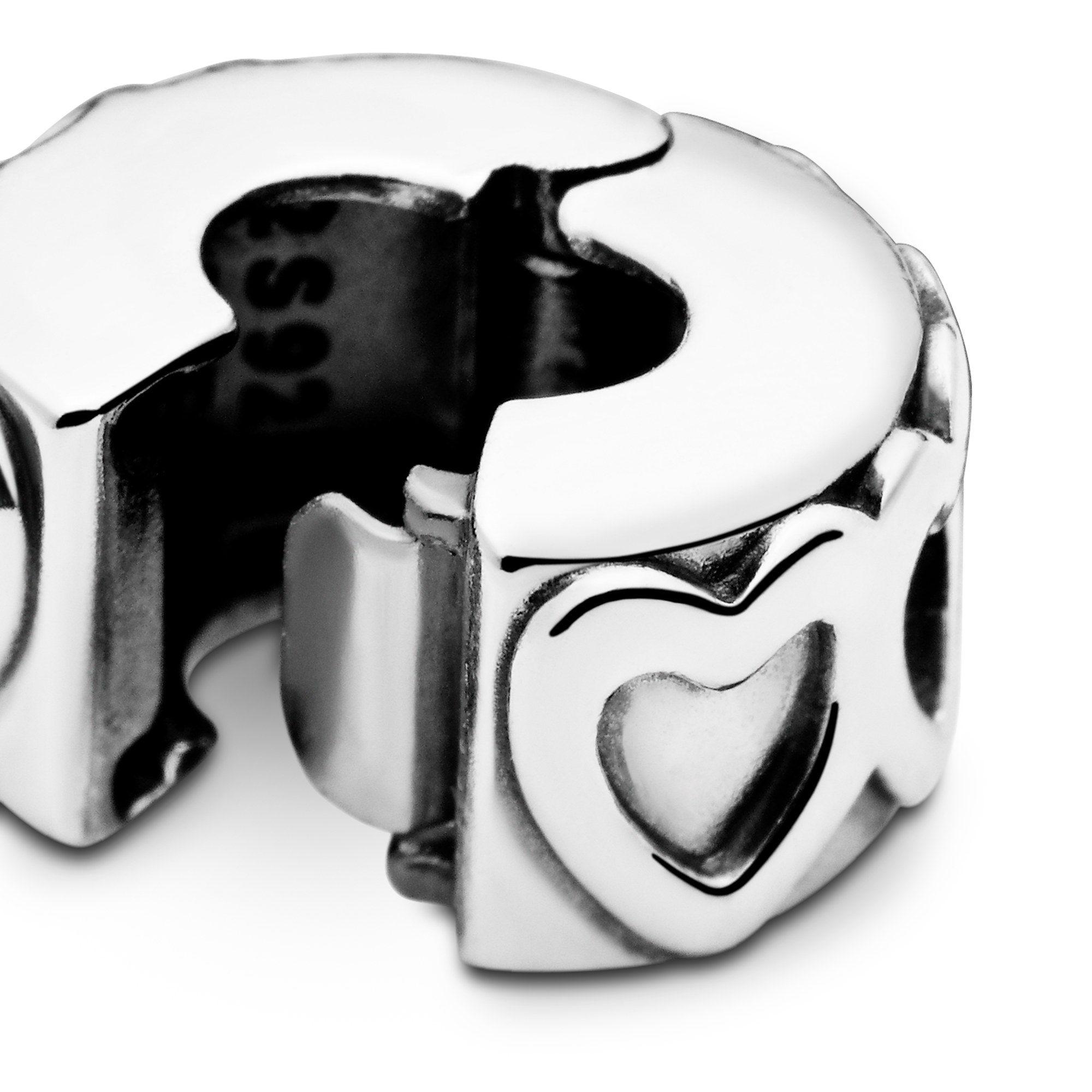 PANDORA Gereihte Herzen - Silber Charm Clip – Ansicht 4