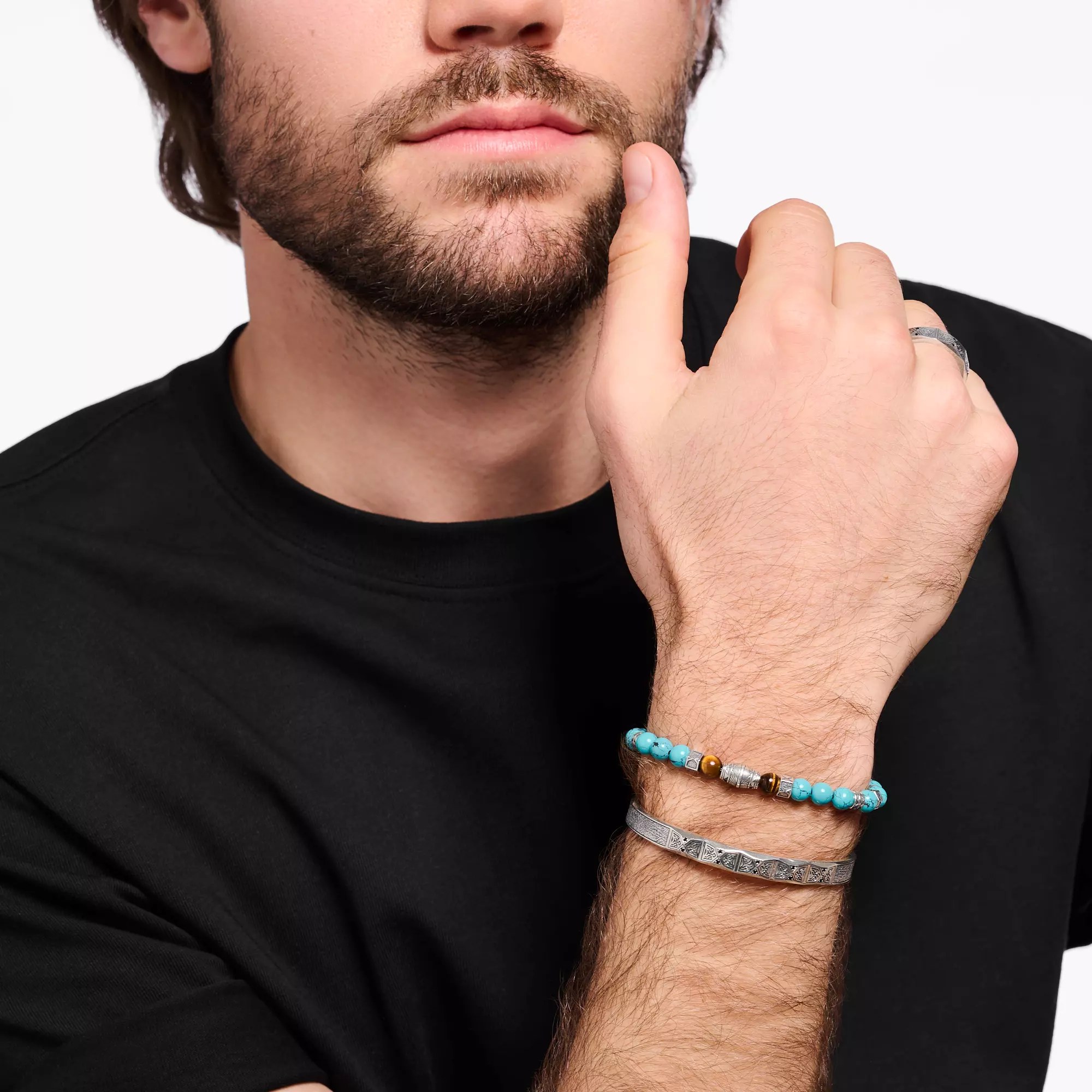 Thomas Sabo Armband - Silber geschw. + imitierter Türkis + Tigerauge - 15,5 cm – Ansicht 2