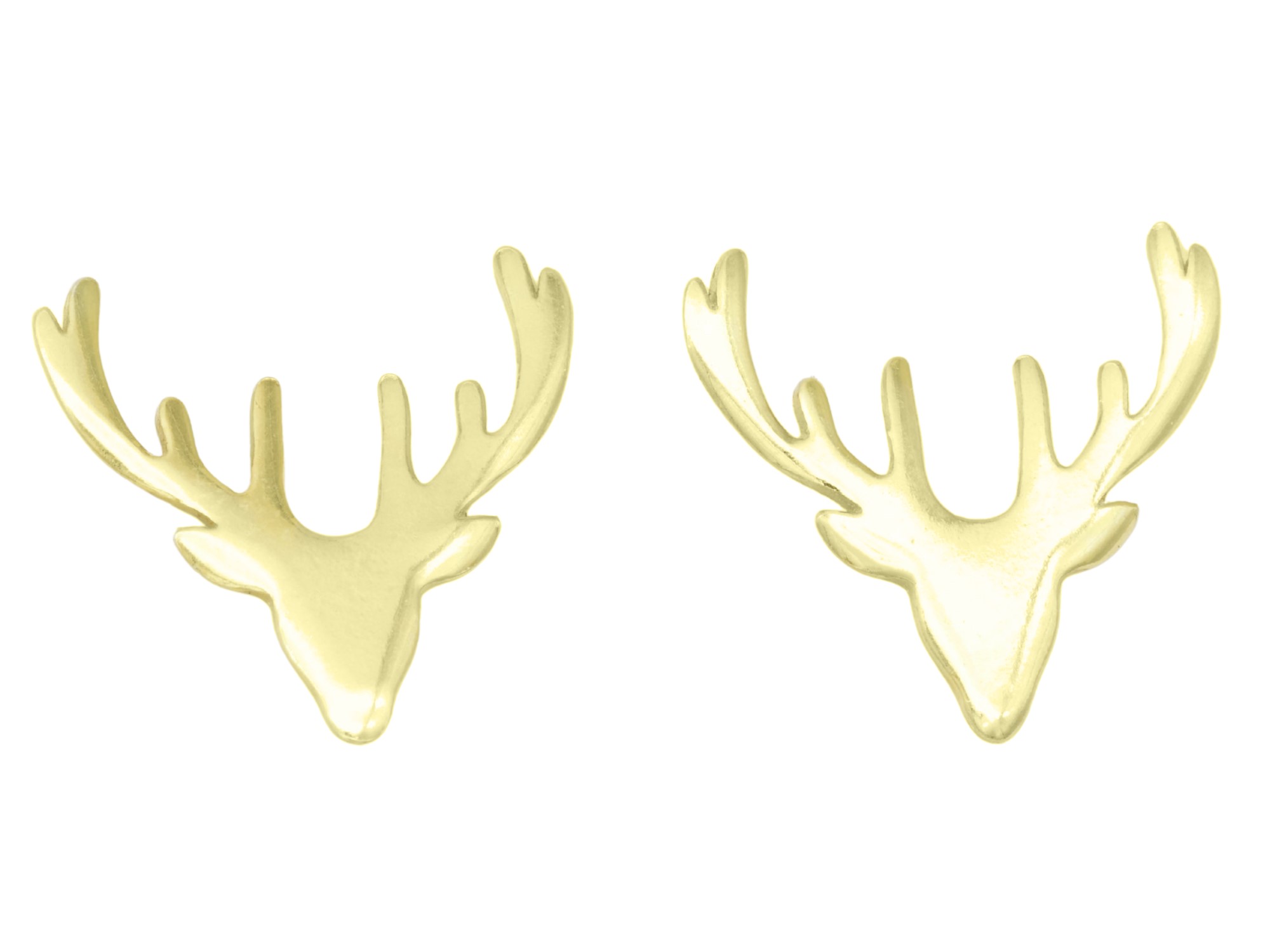 Ohrringe Ohrstecker Hirsch Kopf - Sterling Silber 925 - Gelbgold Vergoldung