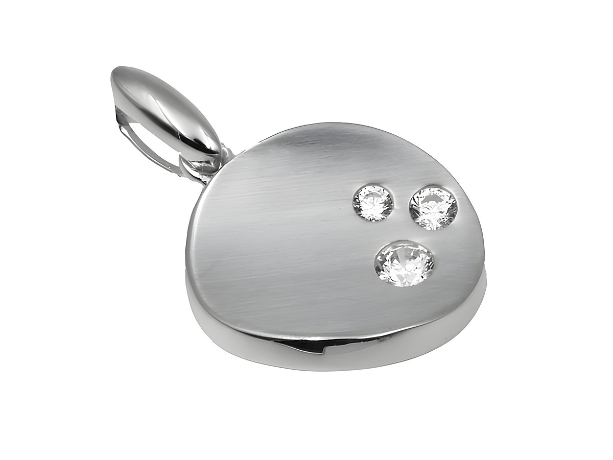 Edel Anhänger aus 925 Sterling Silber, teilmattiert und rhodiniert, verziert mit drei Zirkonia. Hersteller Juwelier Harnisch, diverse Motive verfügbar.