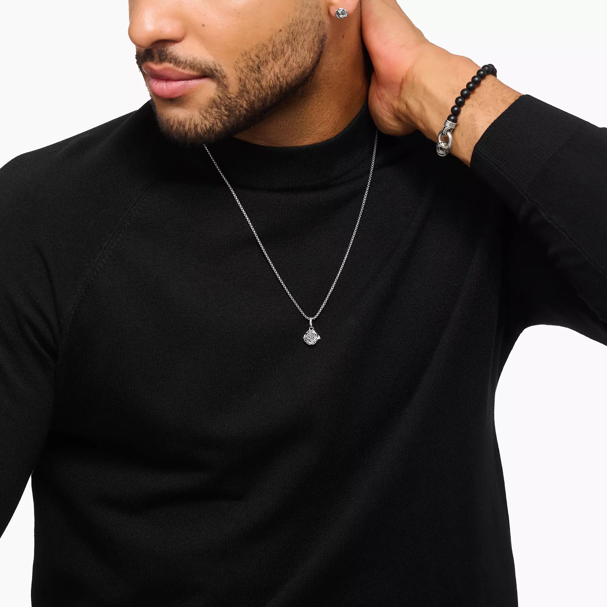 Thomas Sabo Anhänger Midnight Rose Silber – 21 mm hoch – Ansicht 3