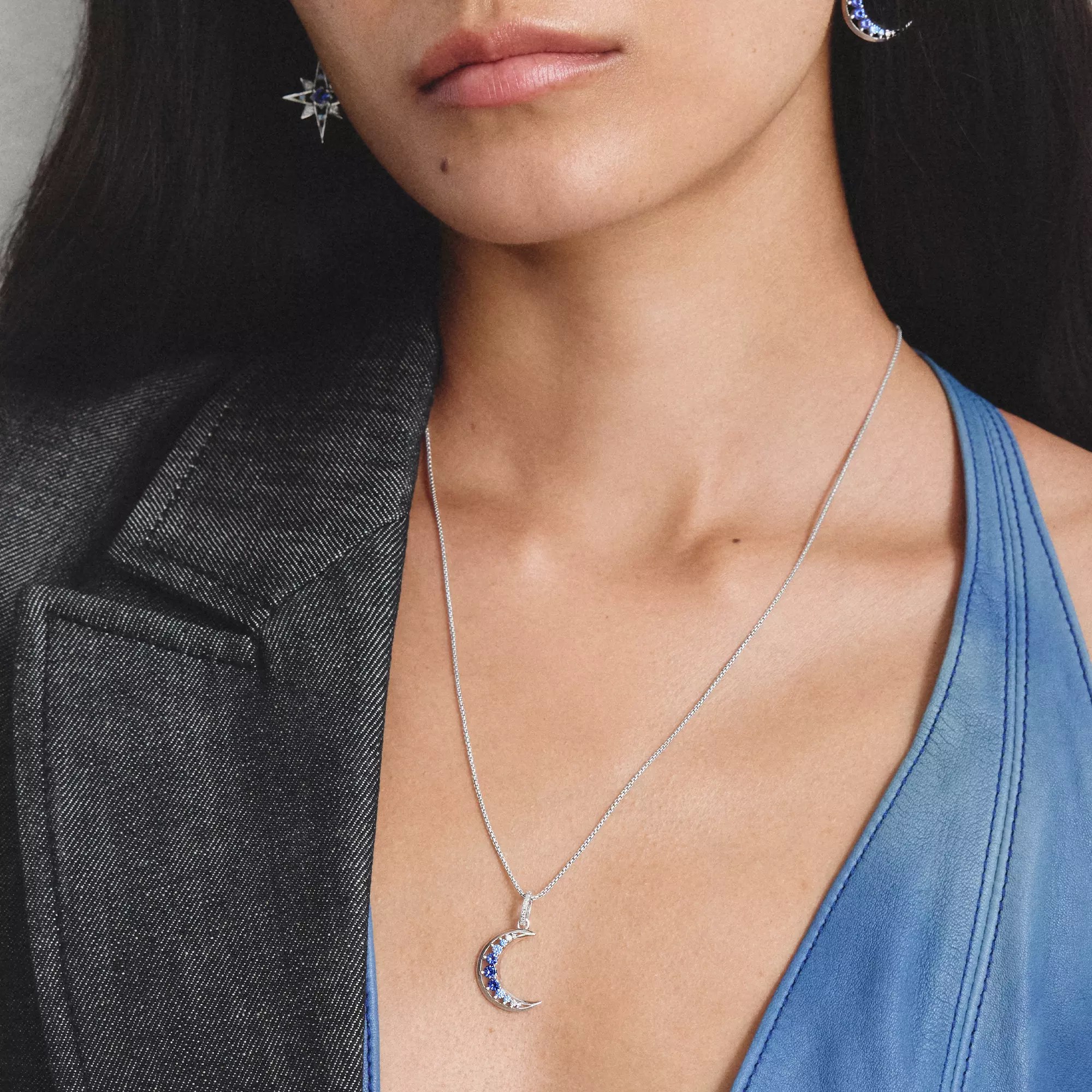 Thomas Sabo Midnight Sky - Anhänger Mond - 925 Sterling Silber - Zirkonia - Nanokristall blau – Ansicht 3