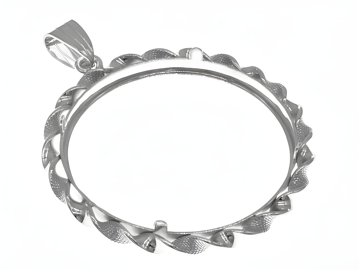 Eleganter Münzfassung Anhänger aus 925 Sterling Silber mit Kordel-Design für Münzen bis 34 mm Durchmesser, Hersteller Juwelier Harnisch, ideal für persönliche Motive. – Ansicht 3