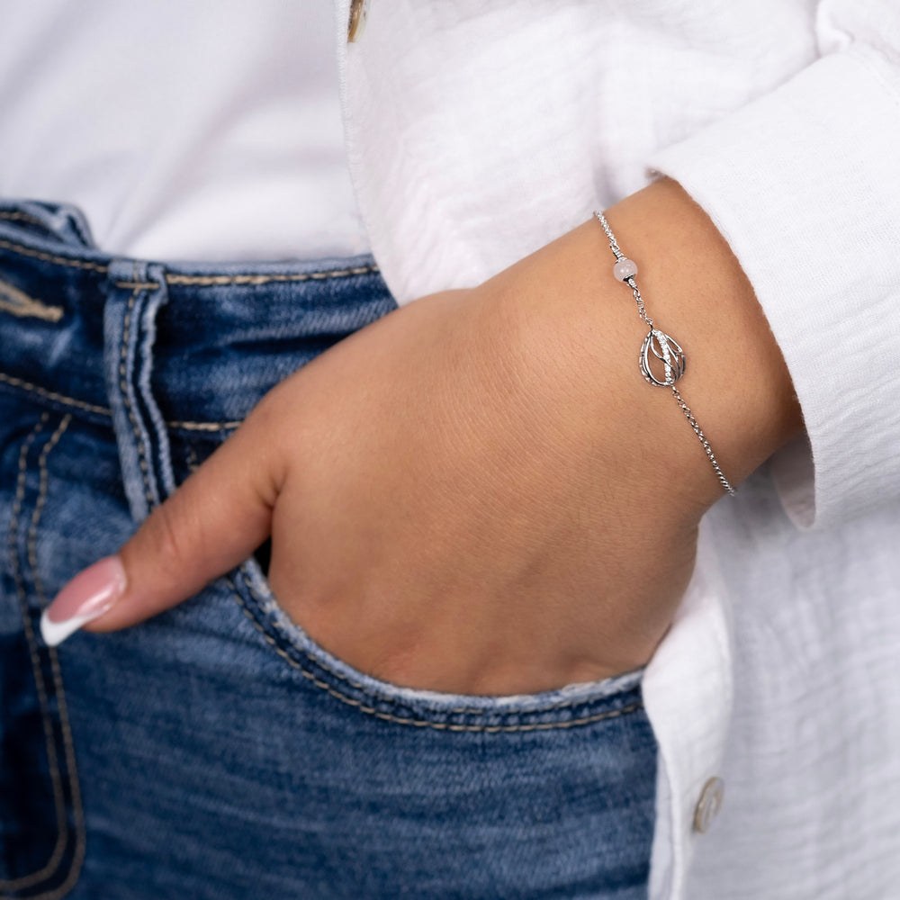 Engelsrufer LEBENSBLUME Armband Himmelsträne mit Zirkonia - Silber rhodiniert Rosa 17 cm – Ansicht 3
