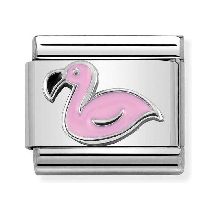 Nomination Composable Classic Charm Flamingo rosa - Edelstahl, Silber 925, Emaille