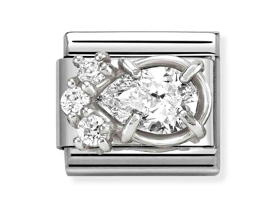 Classic Sterling Silber Charm mit Tropfen-Design und Zirkonia-Steinen, glänzende Oberfläche und elegant gestaltete Details, ideal für Schmuckliebhaber von Pandora Neuheiten.