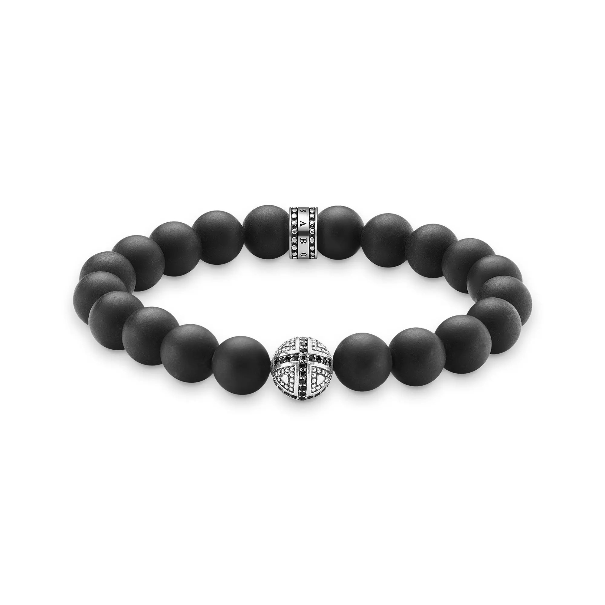 Thomas Sabo Armband - 17 cm - Silber - geschwärzt - Obsidian - Zirkonia