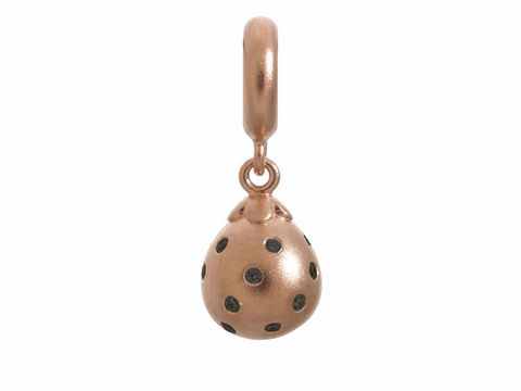Roségold Charm von Endless mit der Artikelnummer 63850-2, dekoriert mit schwarzen Punkten auf einer ovalen Form, perfekt für Schmuckliebhaber und das individuelle Styling.